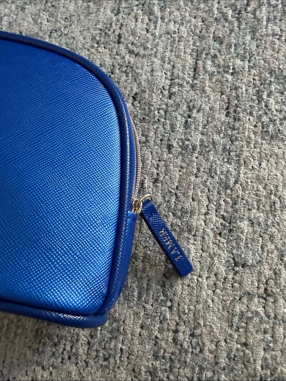 La Mer Shiny Cobalt Blue Makeup Bag
